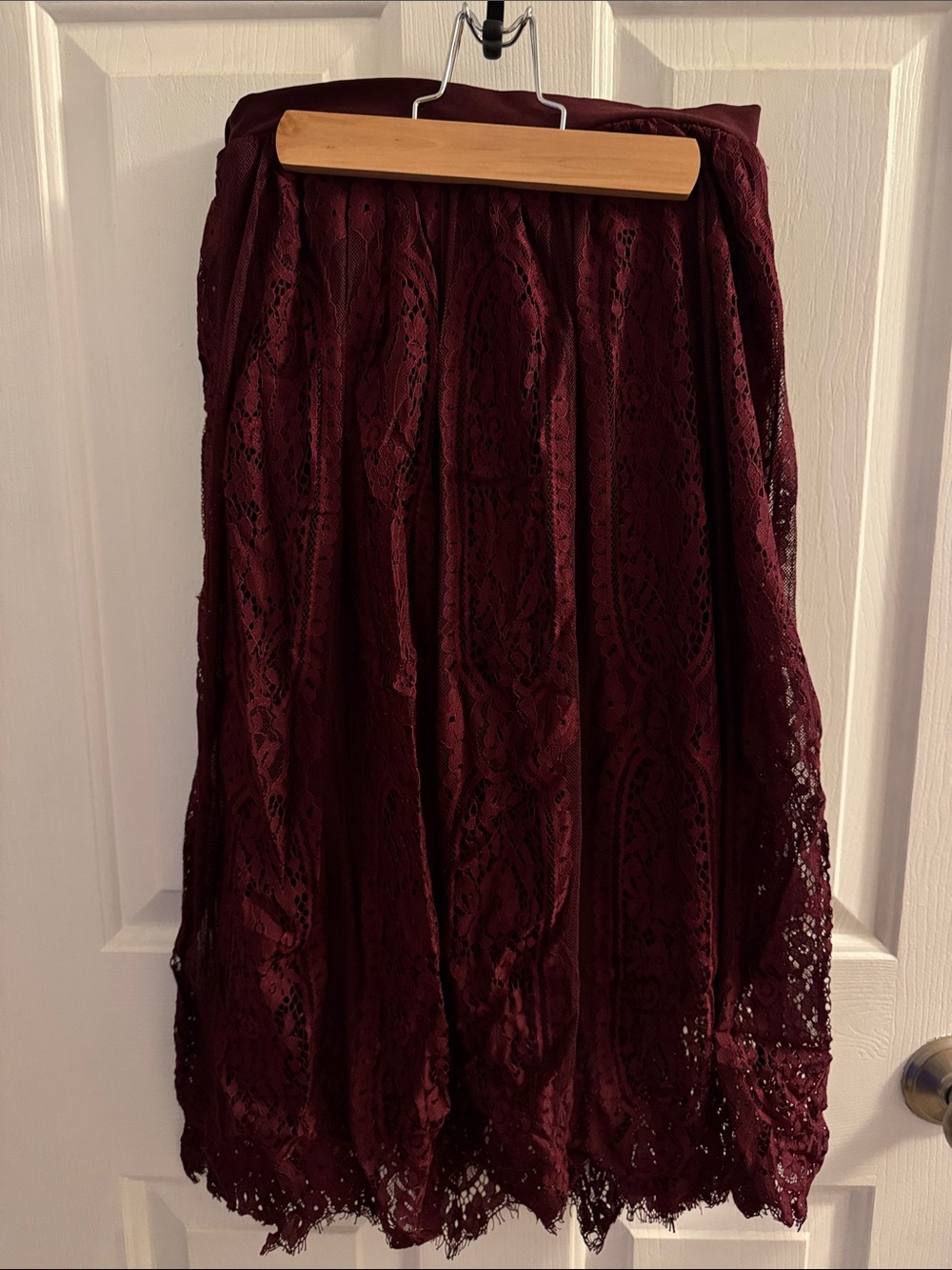 Xhilaration Burgundy Lace Maxi Skirt